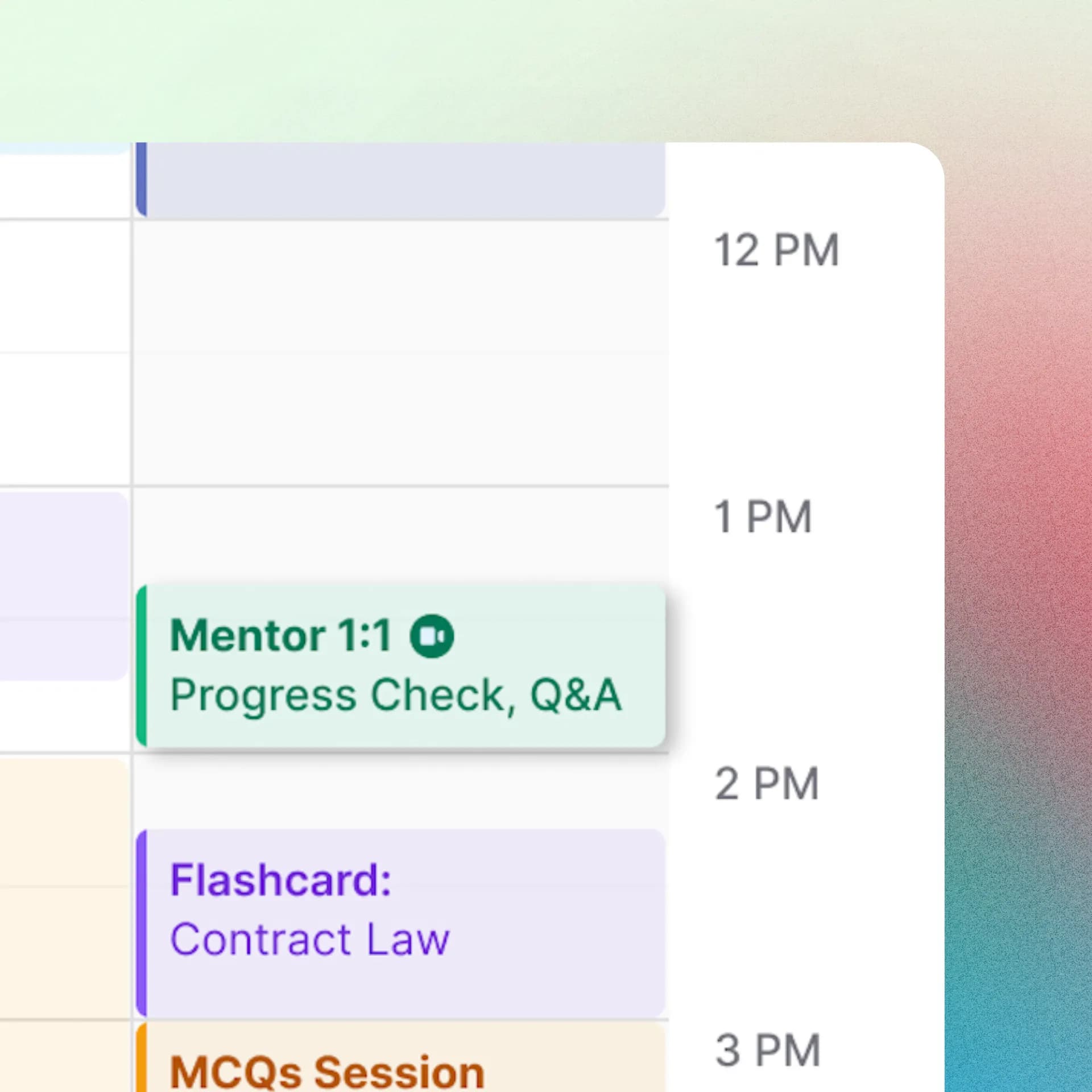 Scheduling mentor check-ups in Cleo study planner