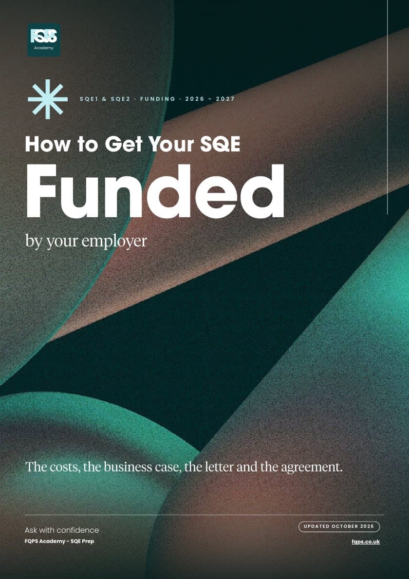 Cover of the free FQPS guide: How to Get Your SQE Funded by Your Employer