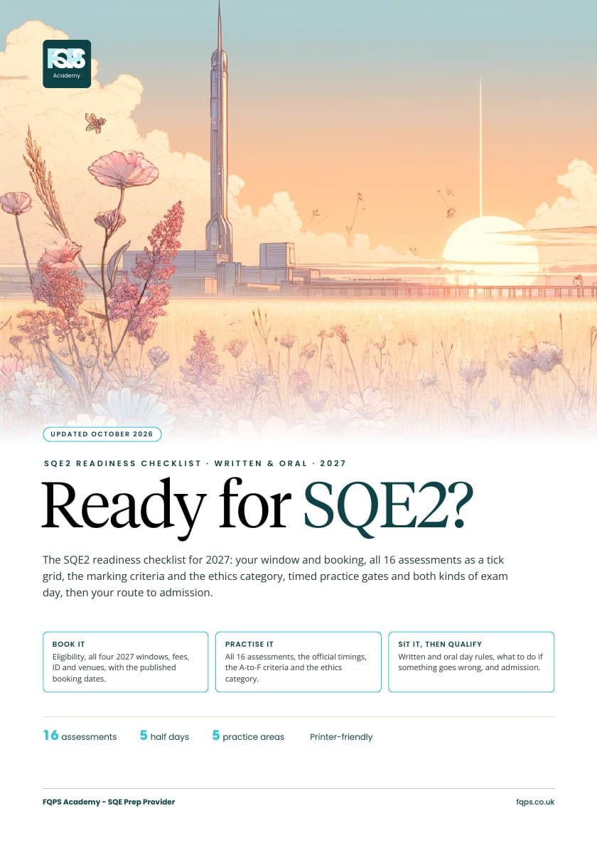 Cover of the free FQPS guide: Ready for SQE2? The 2027 Readiness Checklist