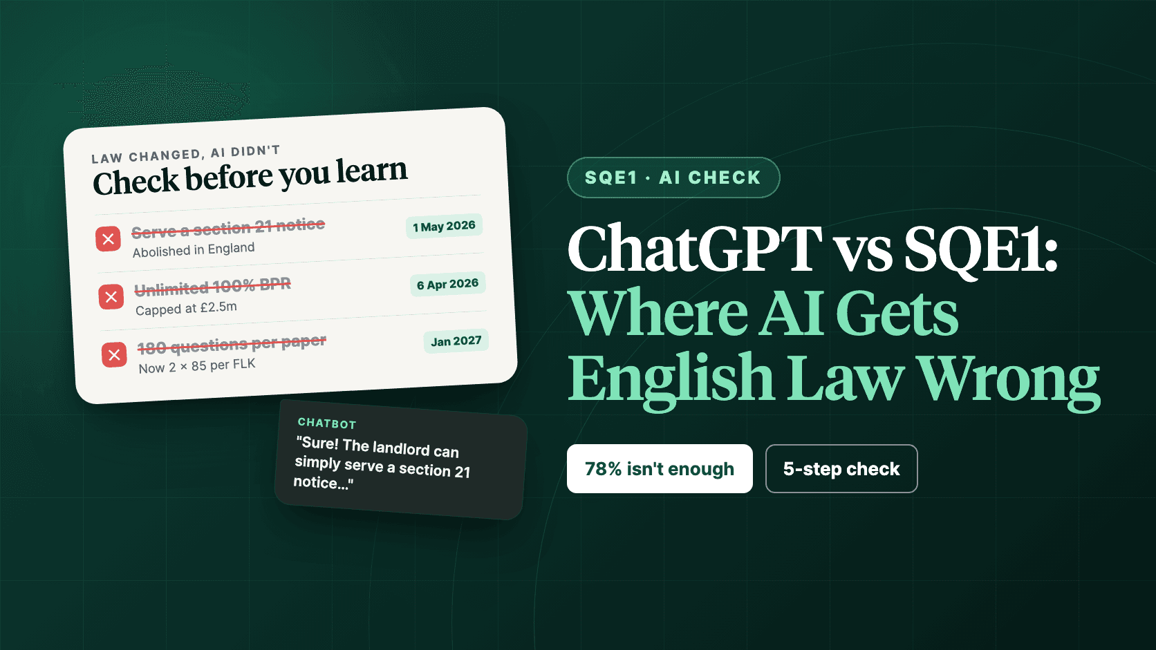 ChatGPT vs SQE1: recent English law changes AI tools get wrong, with dates